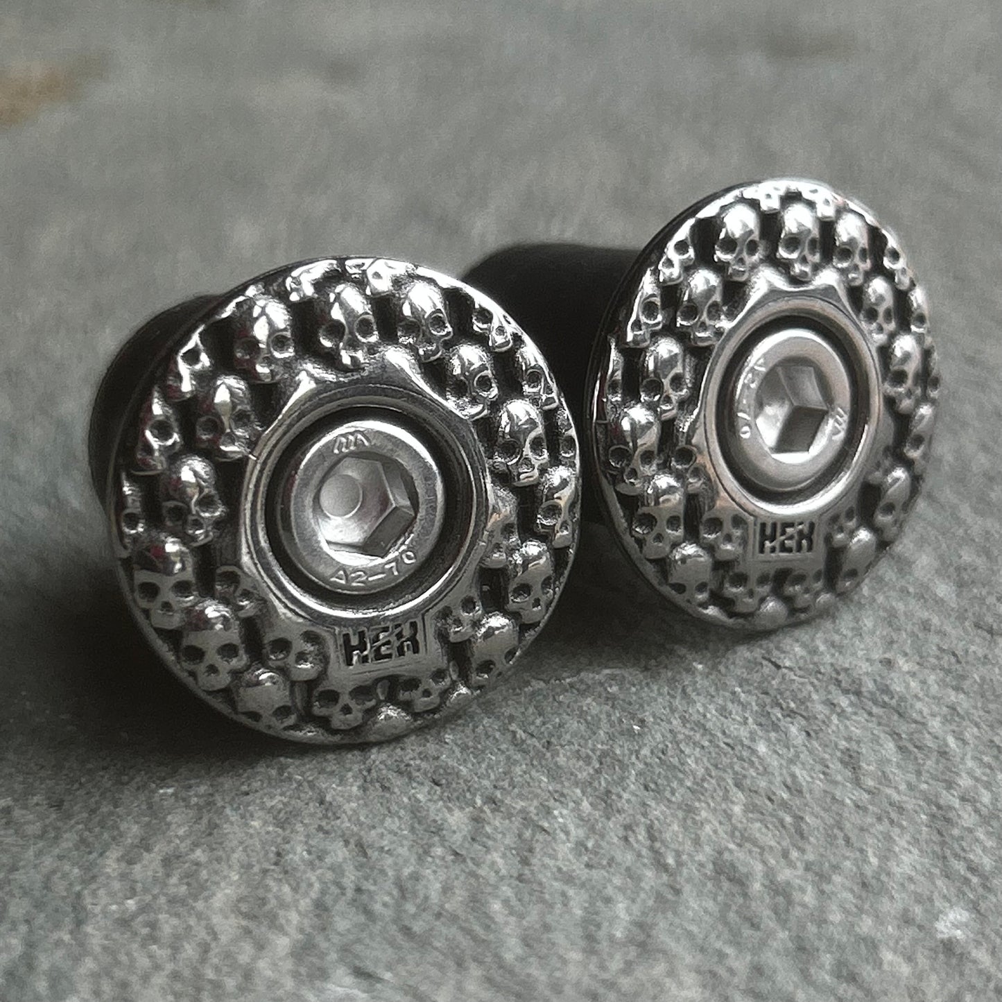 BAR ENDS - SKULLZ - STAINLESS STEEL
