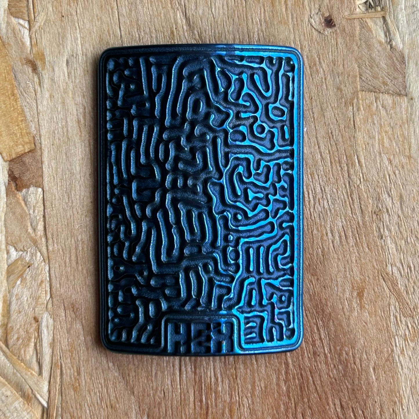 TITANIUM HEAD BADGE LIQUID MAZE - BLUE - 48mm Head Tube