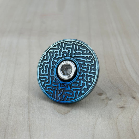 TITANIUM TOP CAP - LIQUID MAZE PATTERN - BLUE GRADIENT