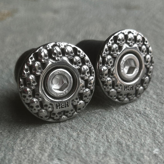 BAR ENDS - SKULLZ - STAINLESS STEEL