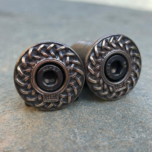 BAR ENDS - CELTIC SPIRAL PATINA - BRASS