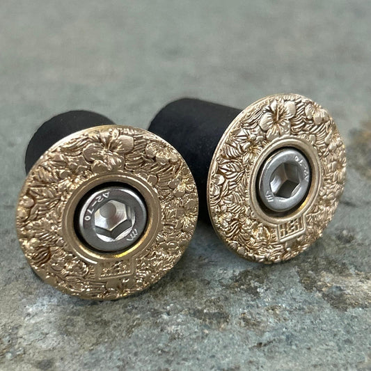 BAR ENDS - HIBISCUS - SATIN - BRASS