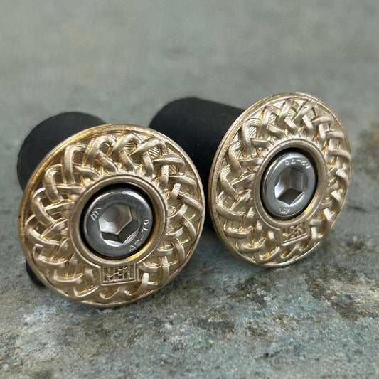 BAR ENDS - CELTIC SPIRAL- SATIN - BRASS