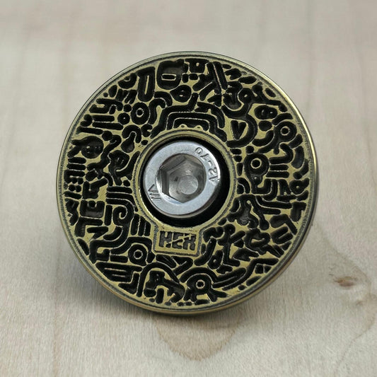 TOP CAP - SQUIGGLES - TITANIUM -GOLD